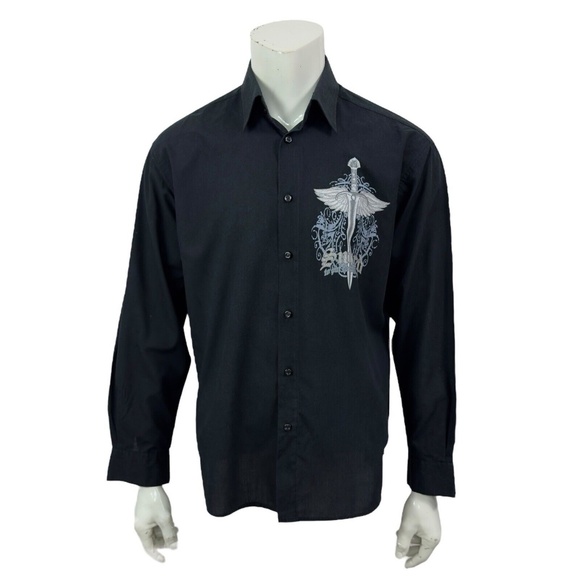 Pronti Collection By Phita Men's Large Black Graphic Shirt "To Put to the Sword" - Picture 3 of 12